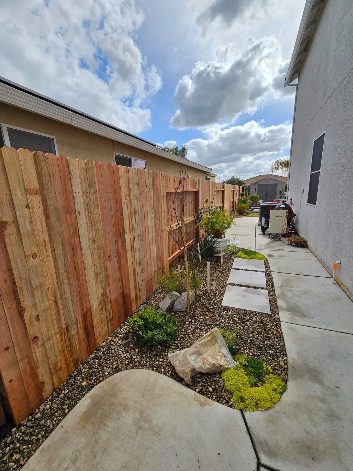 Gallery photos for Backyard Transformation with Redwood Fence Replacement: Image #1