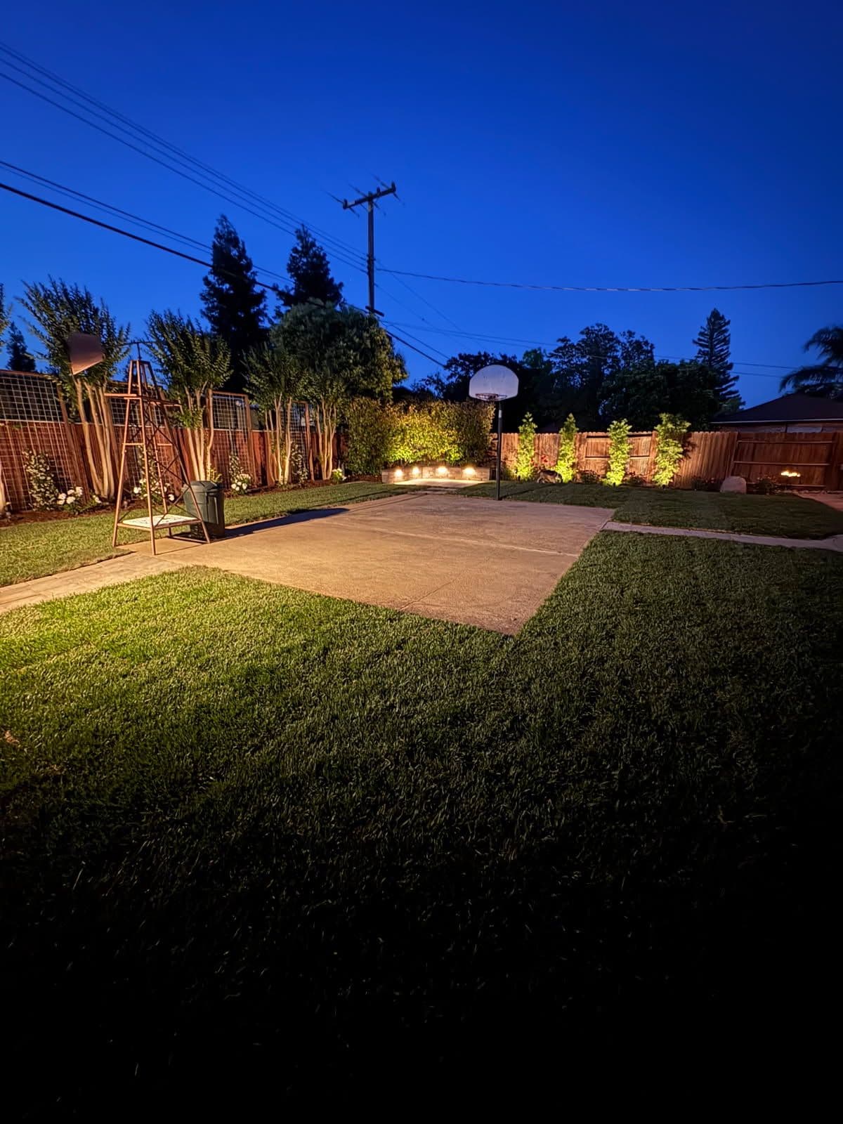 Gallery photos for Backyard Transformation with Lighting and New Lawn: Image #1
