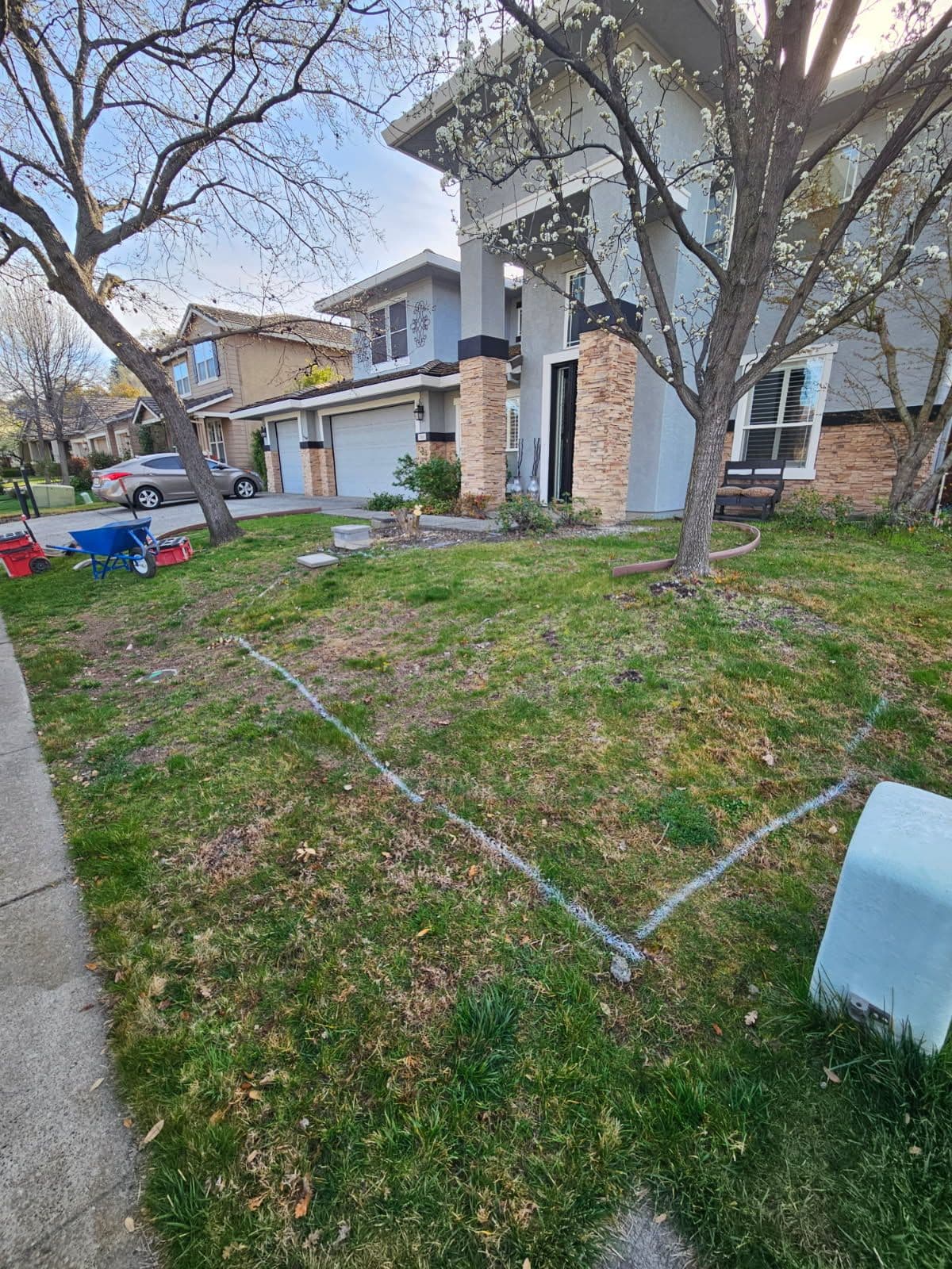 Lush Lawn and Stylish Retaining Wall Transformation image